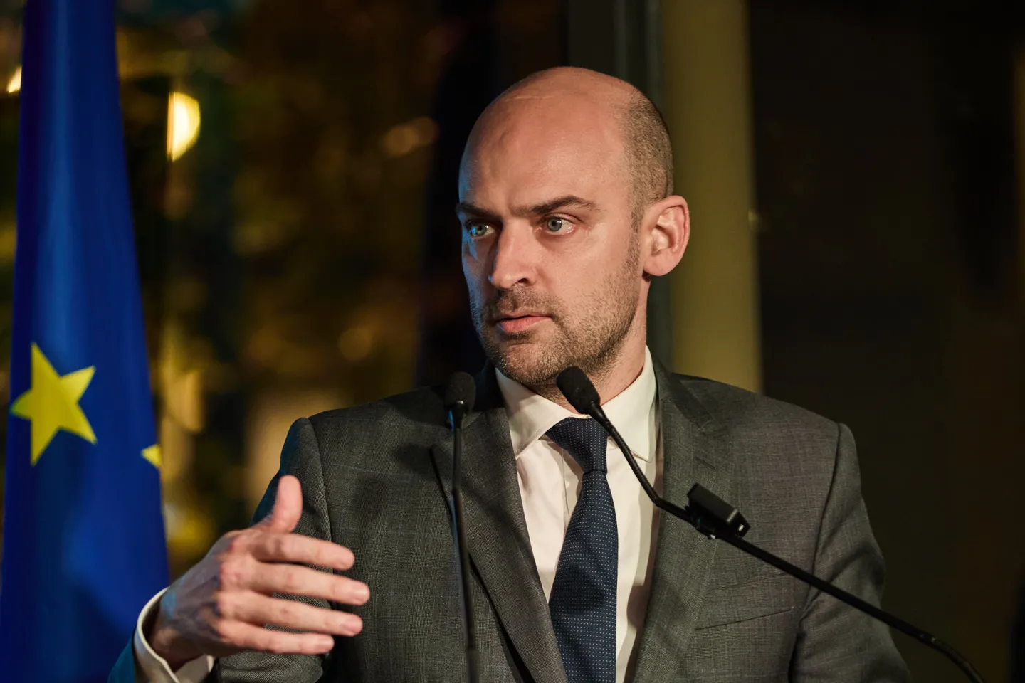 Jean-Noël Barrot, French Minister for Europe and Foreign Affairs, gives his opening remarks at the Euronext Annual Conference dinner 