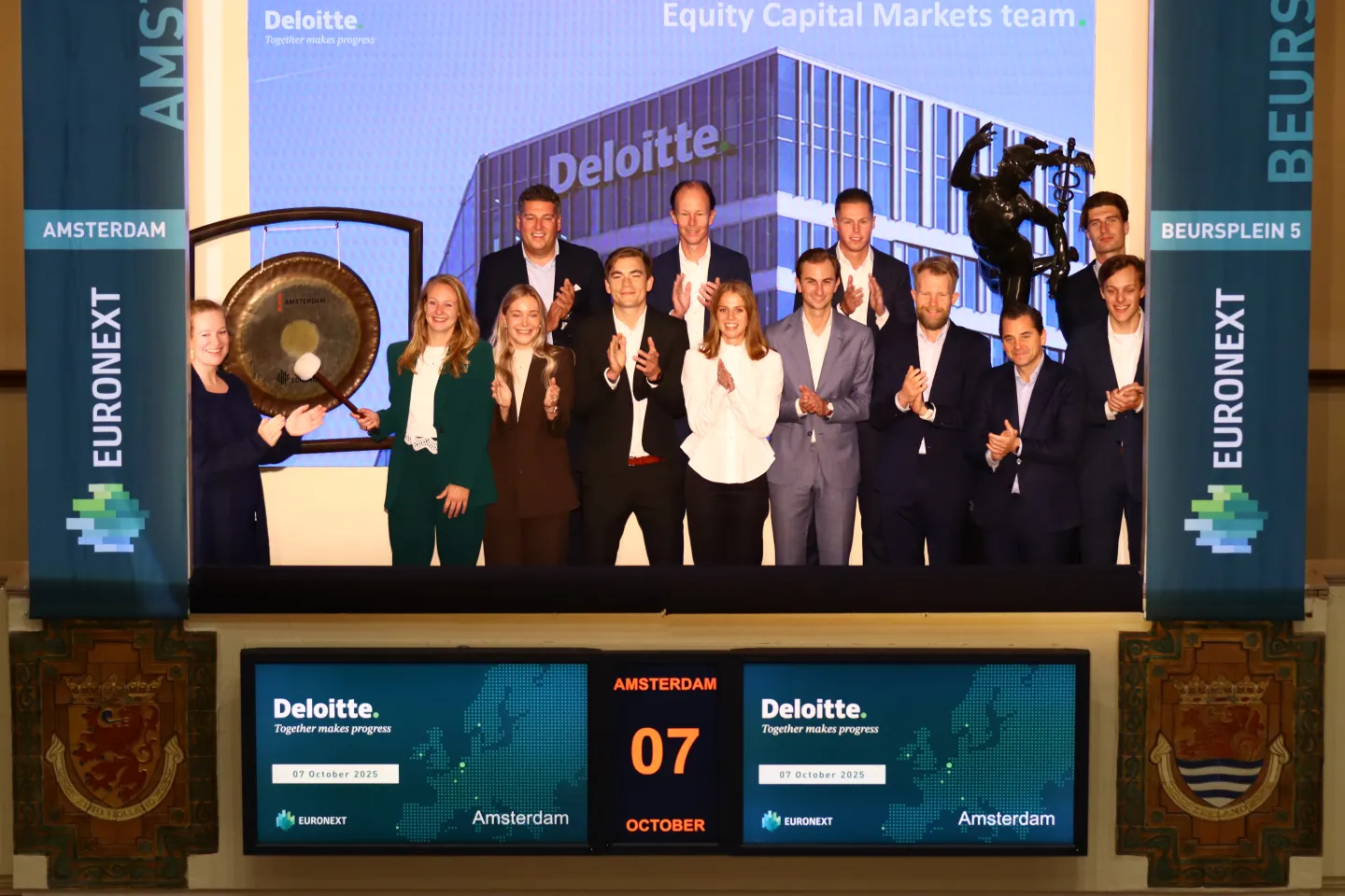 Deloitte ECM Team opens the trading day with a gong ceremony in Amsterdam