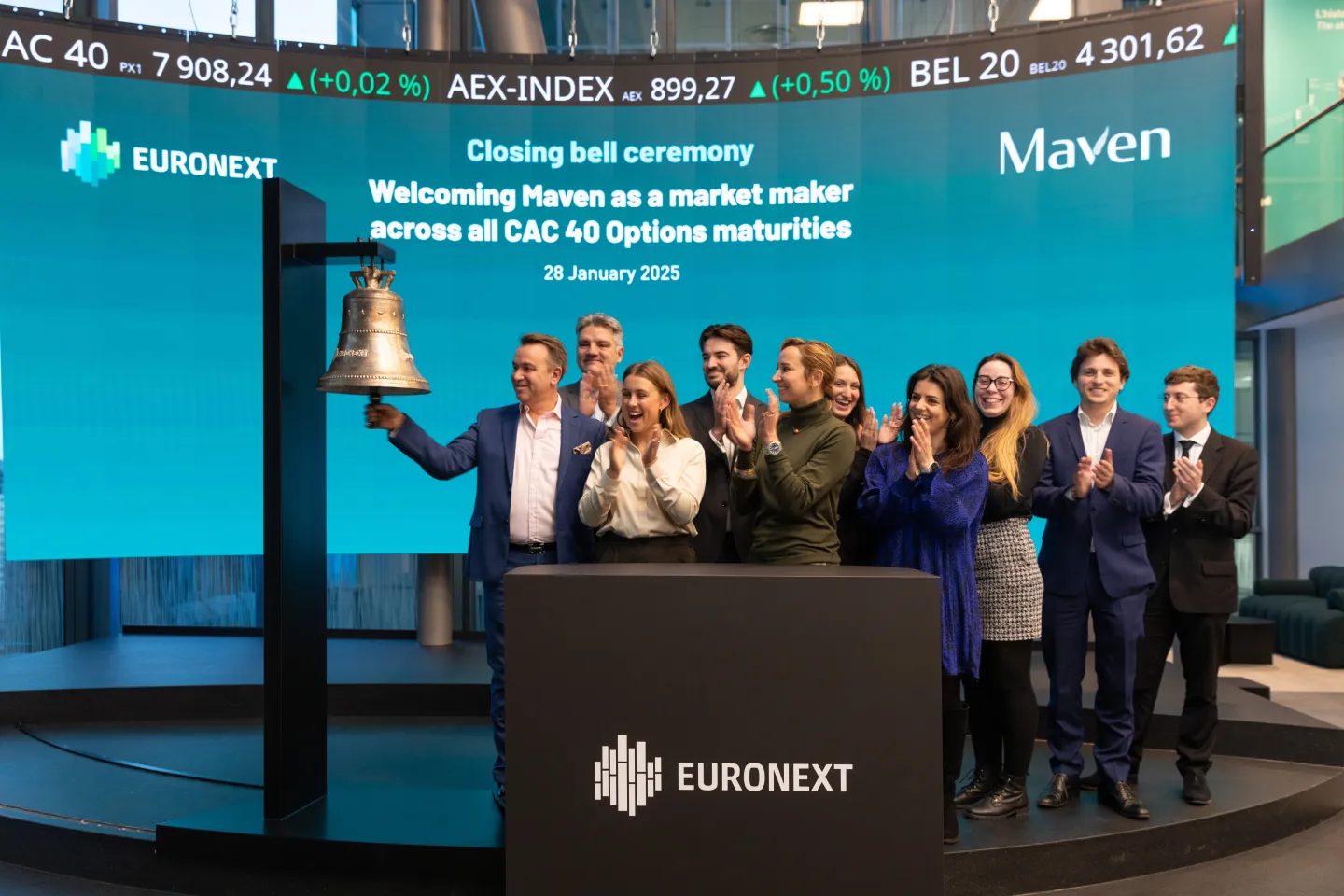 Closing bell ceremony - Maven as market maker across all CAC 40 Options maturities