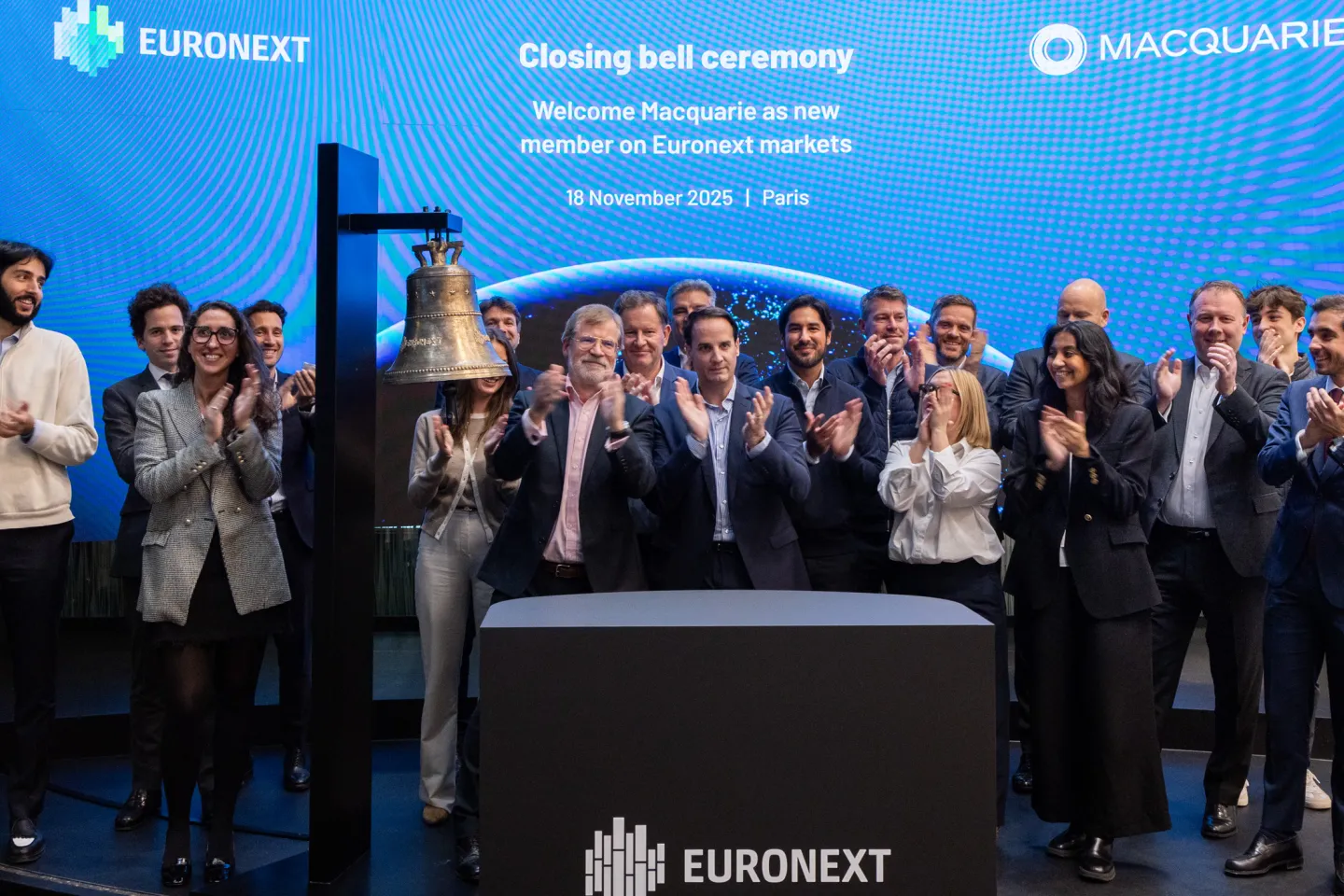 Welcome Macquarie as new member on Euronext markets (bell ceremony on 18 November 2025)