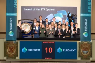 Gong ceremony at Euronext Amsterdam (10 March 2026) - Launch of Mini ETF Options